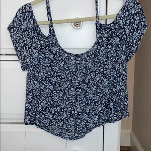 Blue Floral Hollister Crop Top